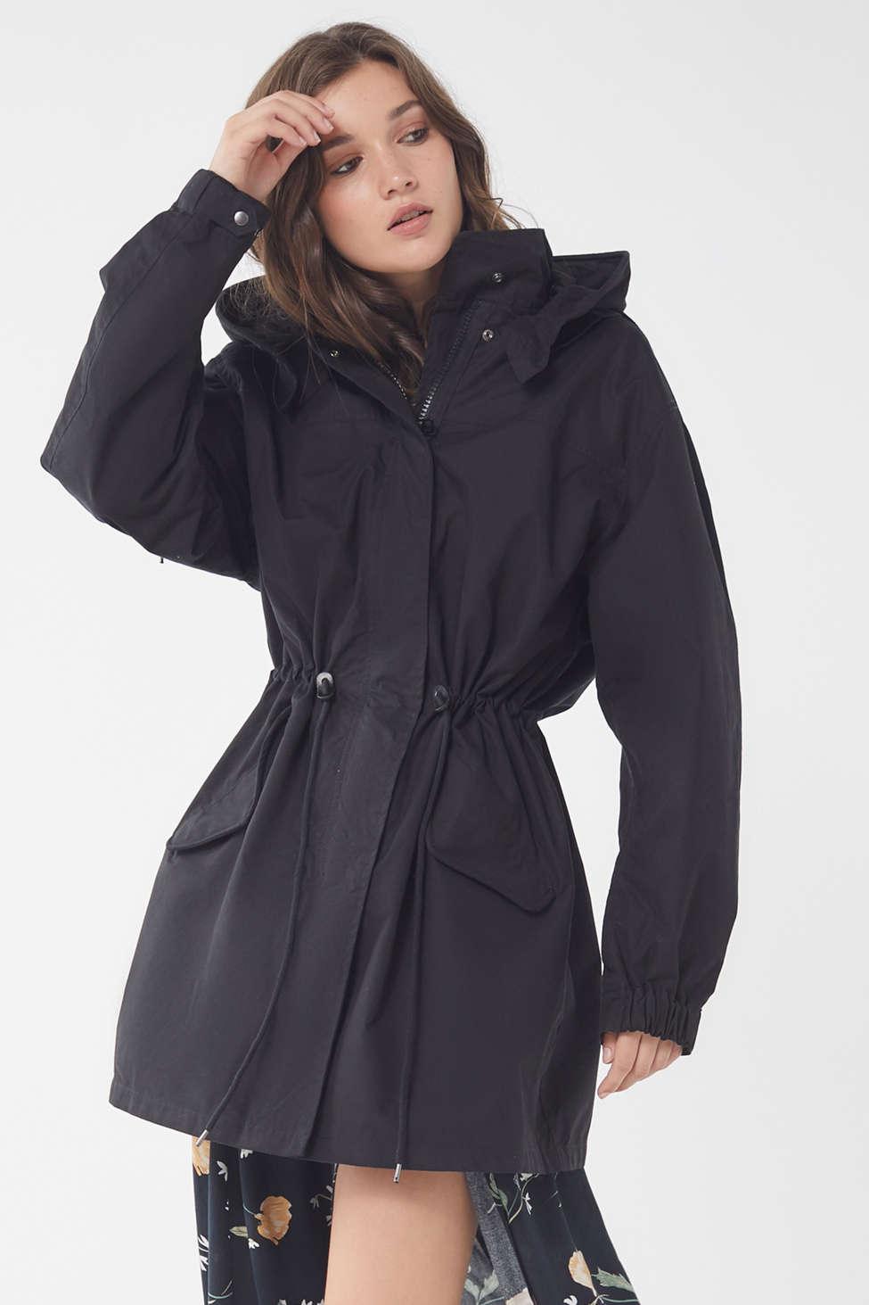 Urban Outfitters Uo Hooded Longline Parka Coat in Black - Lyst