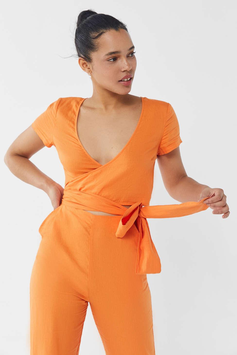 linen wrap jumpsuit