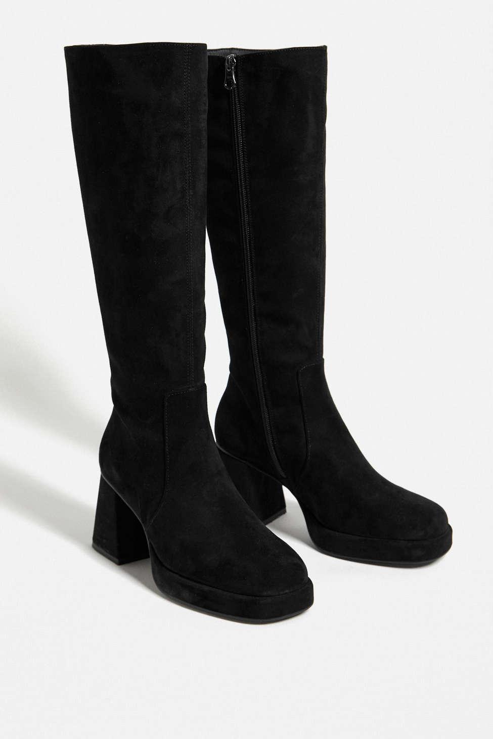 Urban Outfitters Uo Vix Knee-high Black Faux Suede Boots | Lyst