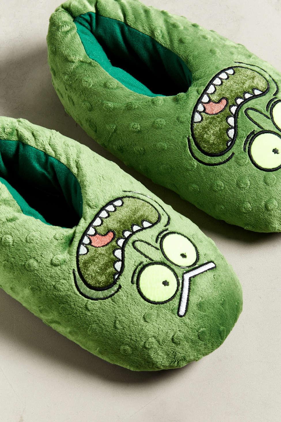 Pickle Rick Thumb 3D Printing Closed Toe Cotton Slippers Warm Soft Indoor Shoes Non-watertight 