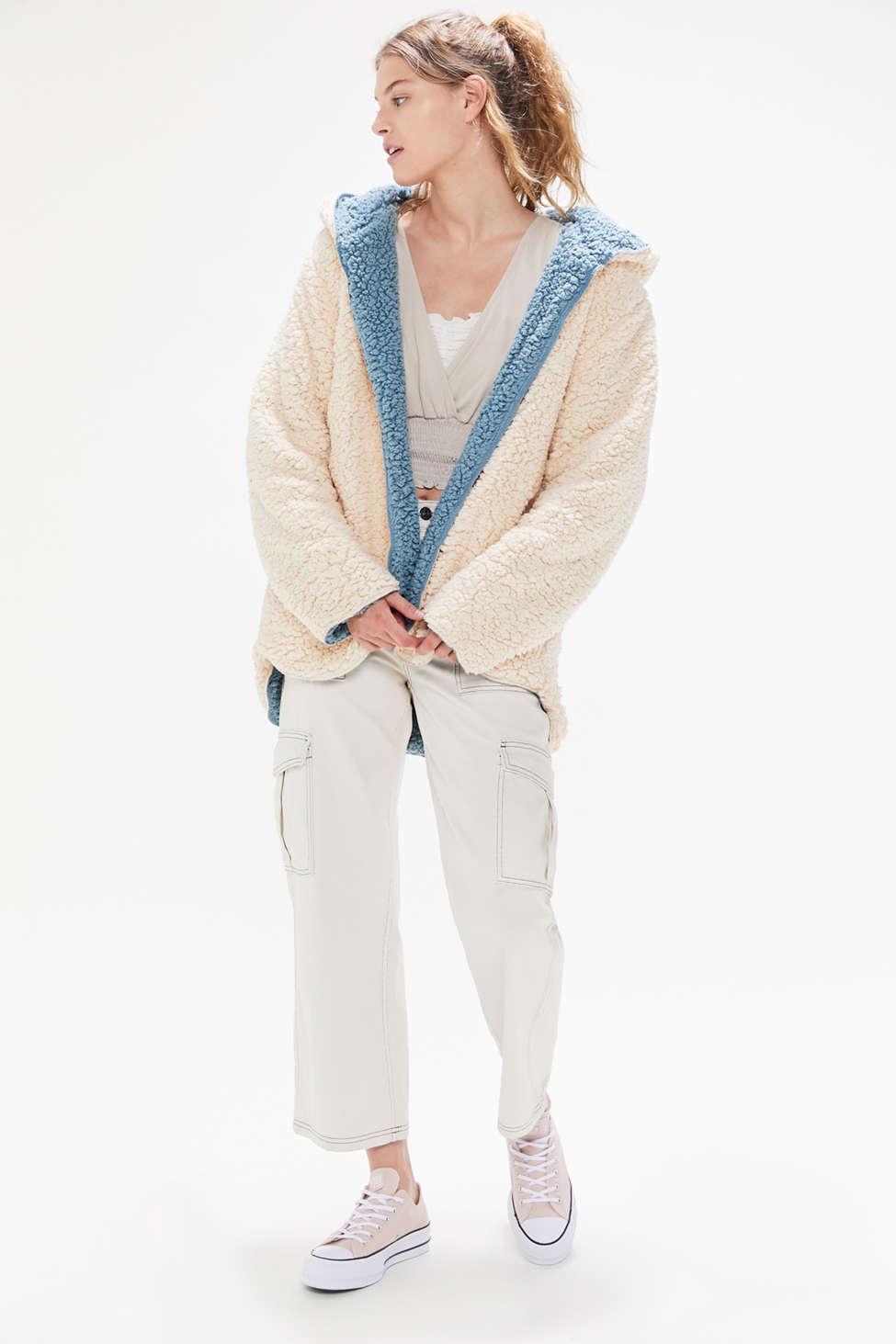 Reversible hooded teddy coat Clearance