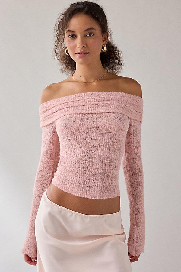 Kimchi Blue Lily Sheer Lace Long Sleeve Off-The-Shoulder Top in