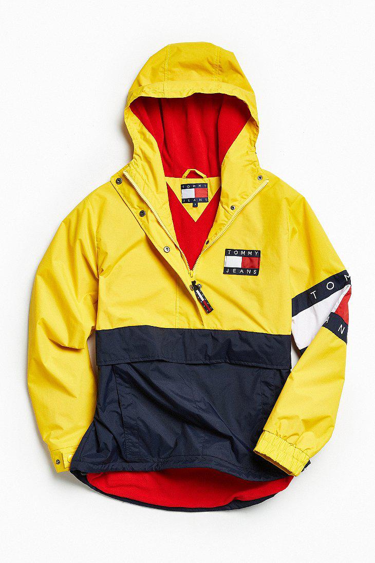 blue and yellow tommy hilfiger windbreaker