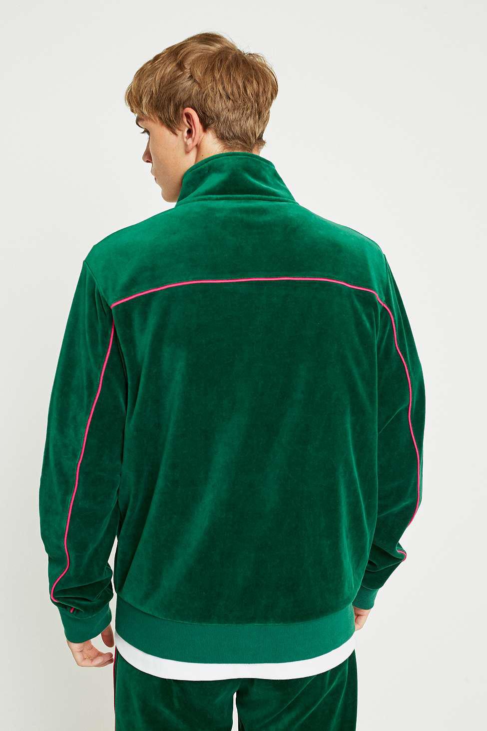 Fila Cotton Johnson Forest And Pink Velour Tracksuit Top in Green for ...