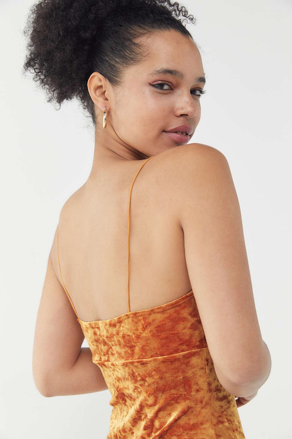 orange velvet dress urban outfitters