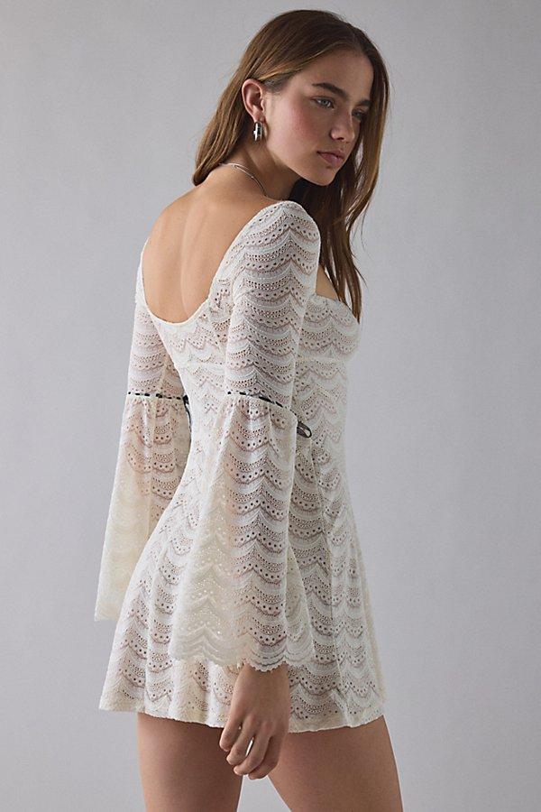 Kimchi Blue Alina Scalloped Lace Bell Sleeve Mini Dress in White | Lyst Kimchi Blue Alina Scalloped Lace Bell Sleeve Mini Dress in White | Lyst