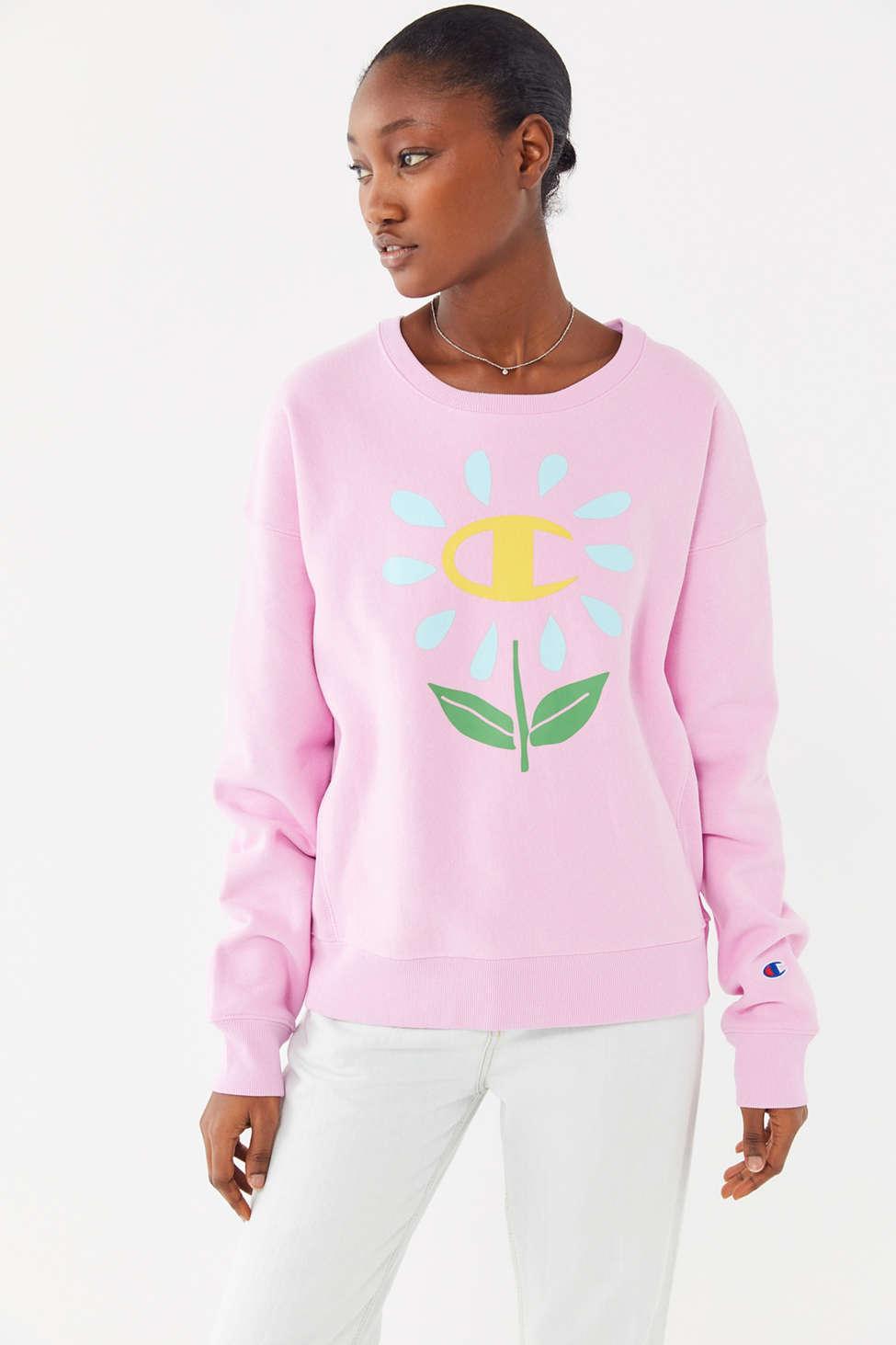 Champion Champion X Alexandra Uo Exclusive Flower Crew Sweatshirt in Pink - Lyst