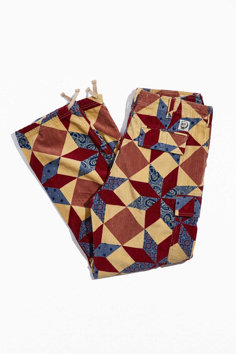 uo geo print corduroy cargo pant