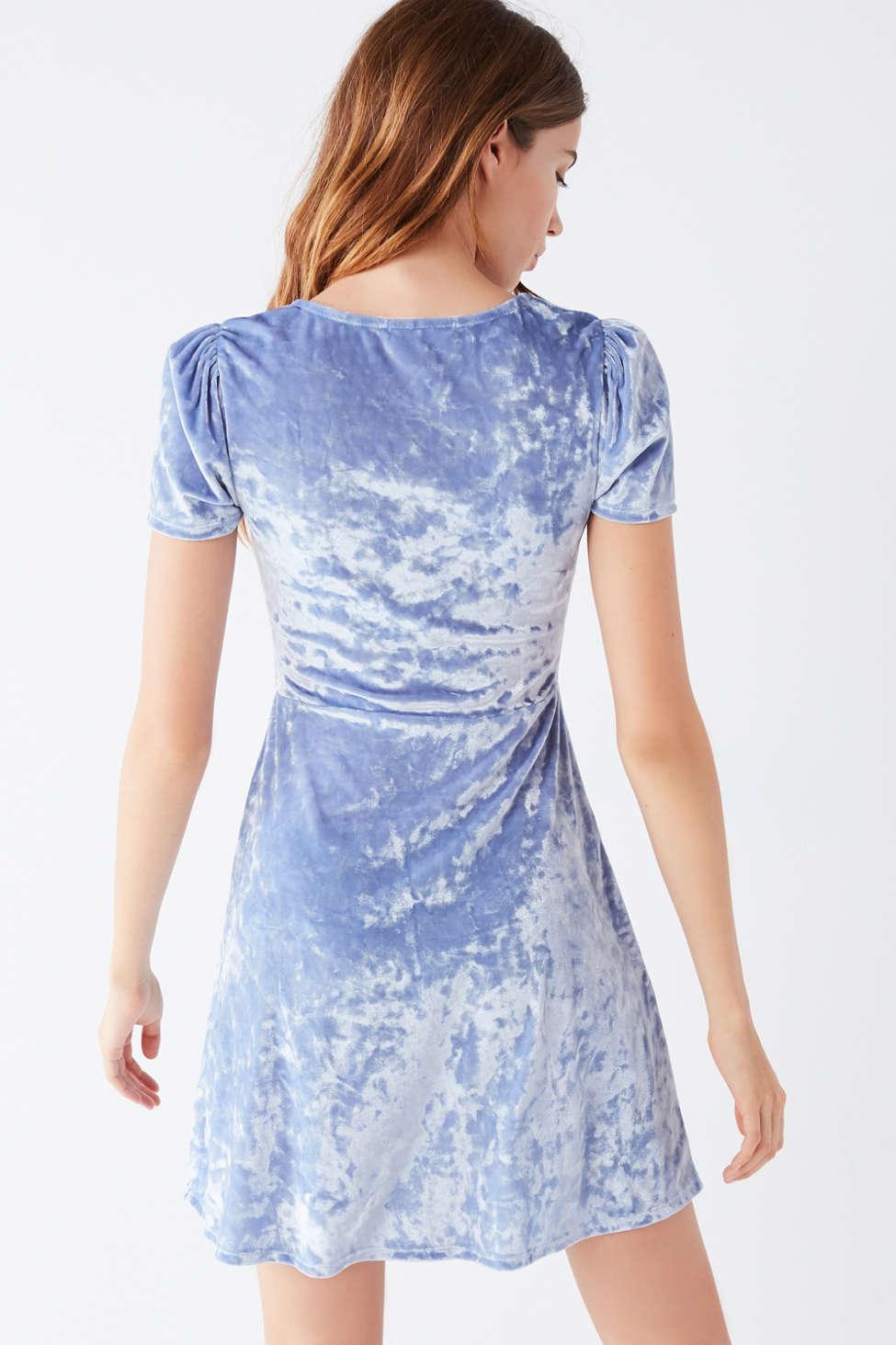 Urban Outfitters Uo Maeve Crushed Velvet Ruched Dress in Blue Lyst