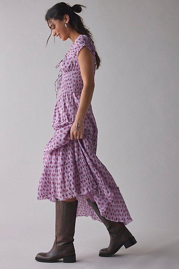 kimchi blue sienna cotton smocked prairie maxi dress Kimchi Blue Sienna Cotton Smocked Milkmaid Maxi Dress in Purple