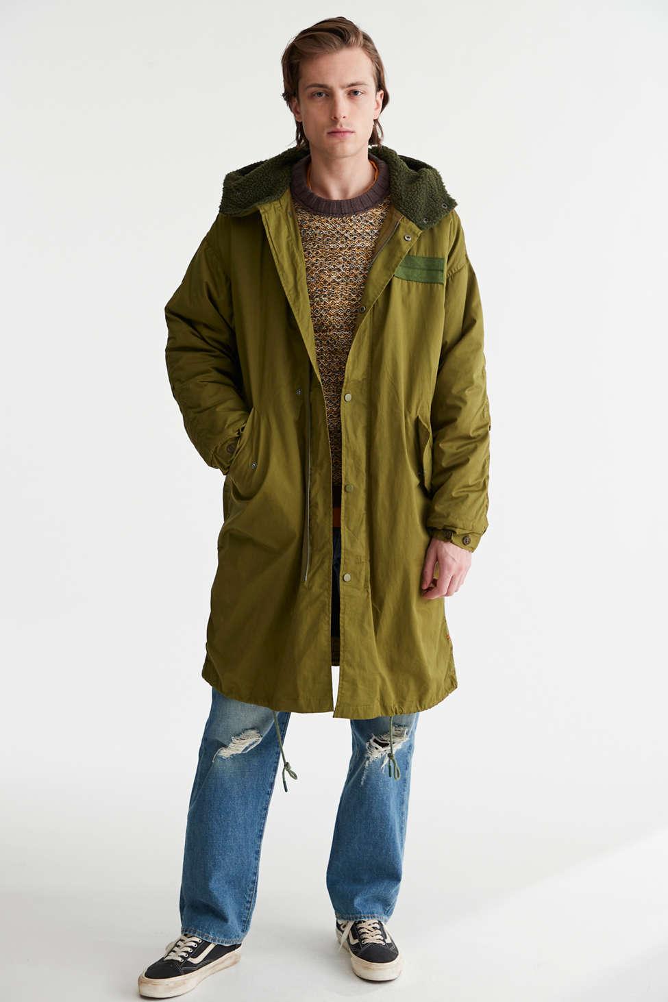 BDG Longline Fleece Lined Parka Jacket in Green for Men | Lyst
