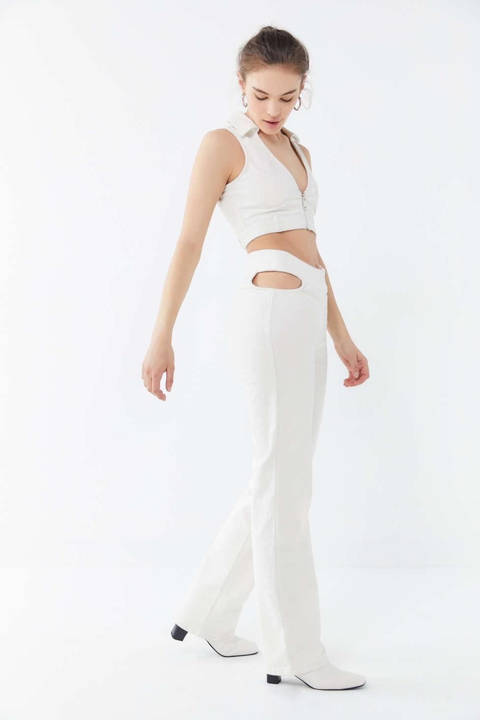 Urban Outfitters I.am. Gia Kayla Cutout Straight Leg Pant in White