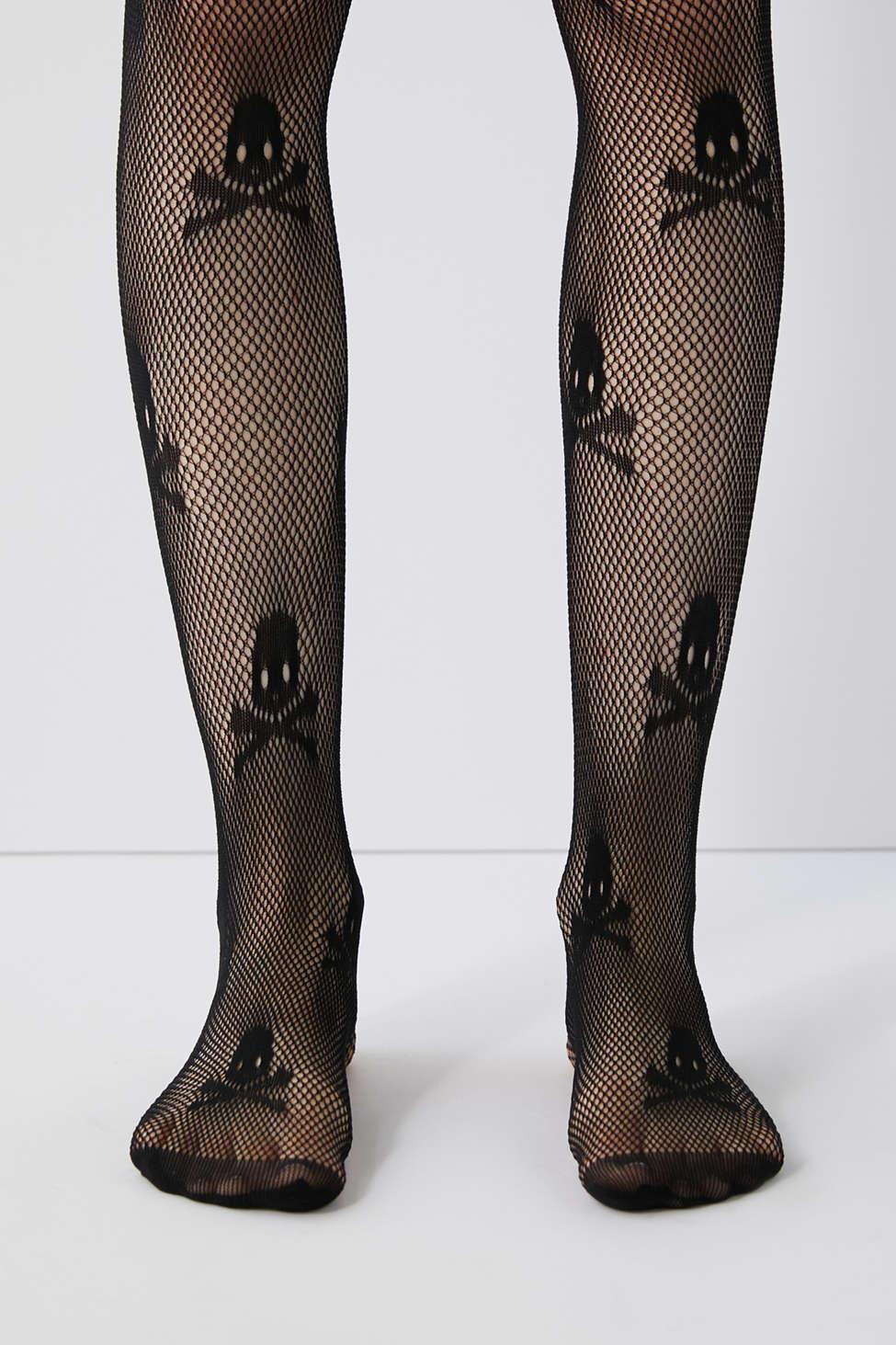skull fishnet tights