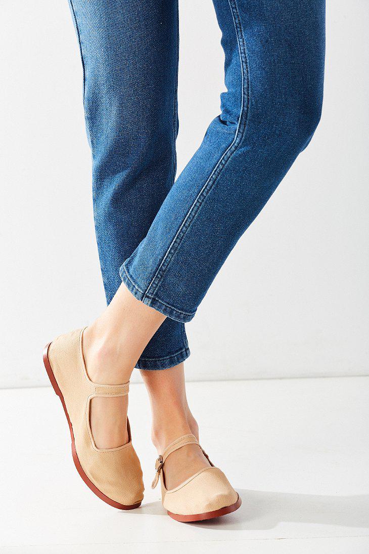 cotton mary jane flats