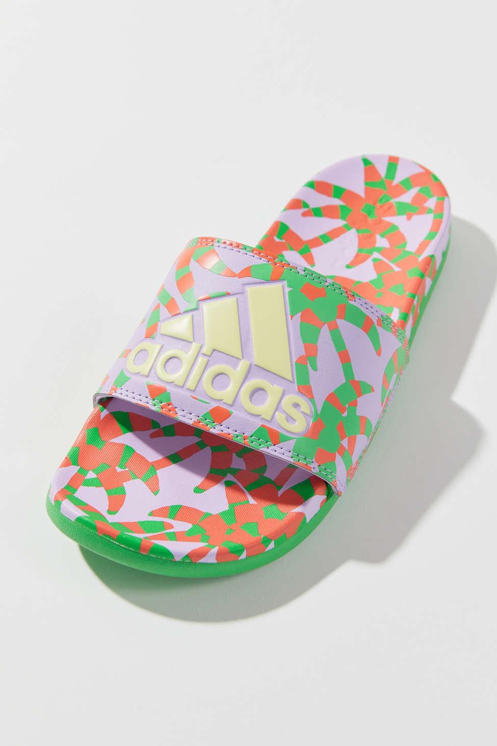 adidas Adilette Comfort Slide Sandal in Green | Lyst