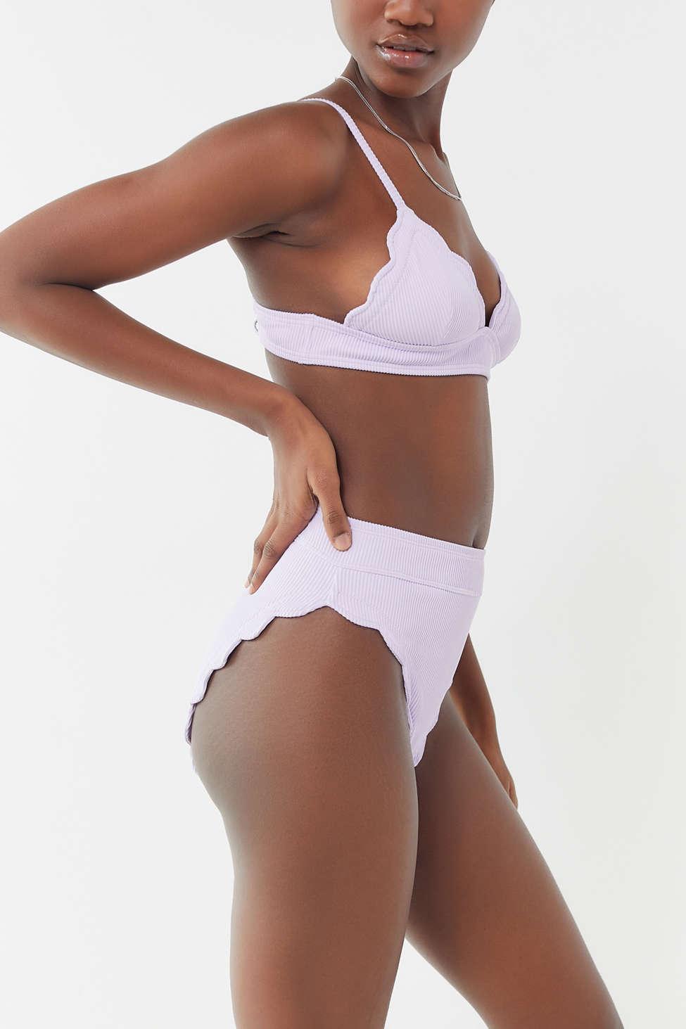 scalloped high waisted bikini bottoms
