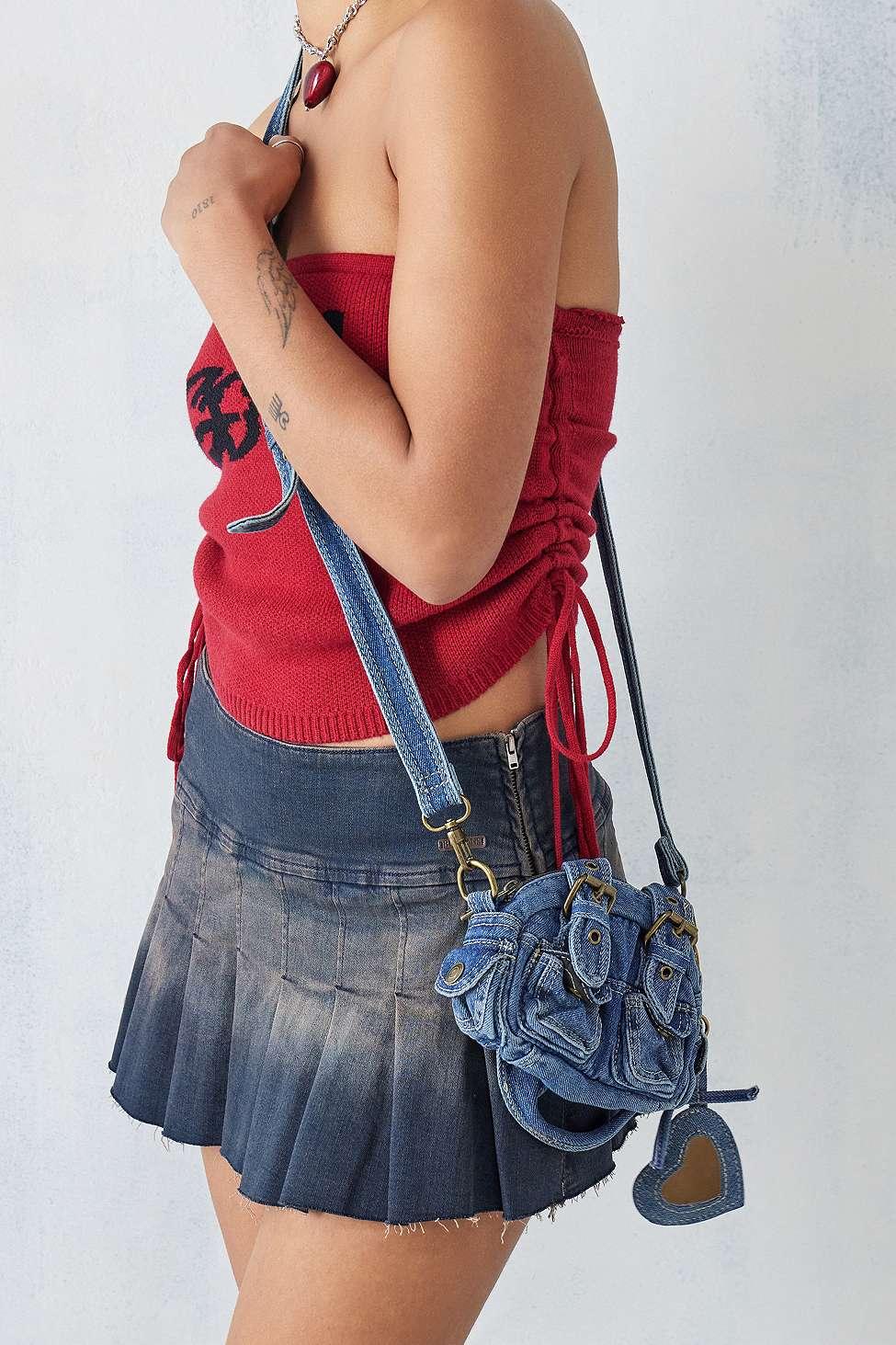 BDG Rubi Denim Mini Crossbody Duffle Bag in White | Lyst UK