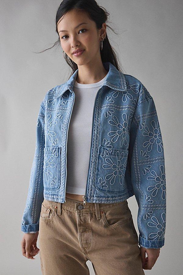 Kimchi Blue Mary Floral Embroidered Denim Jacket in Blue | Lyst