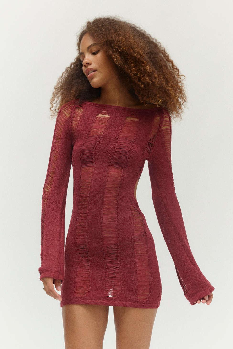 Jaded London Valencia Knit Mini Dress in Red | Lyst