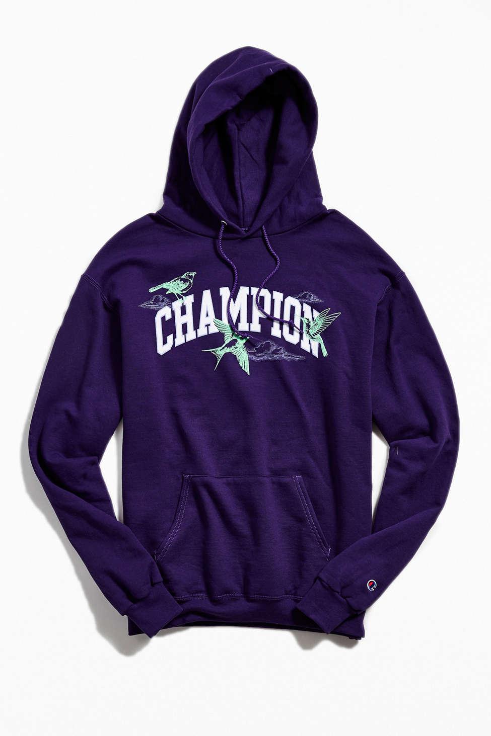 Champion Champion Uo Exclusive Eco Fleece Bird Print Pullover Hoodie  Sweatshirt in Purple for Men | Lyst