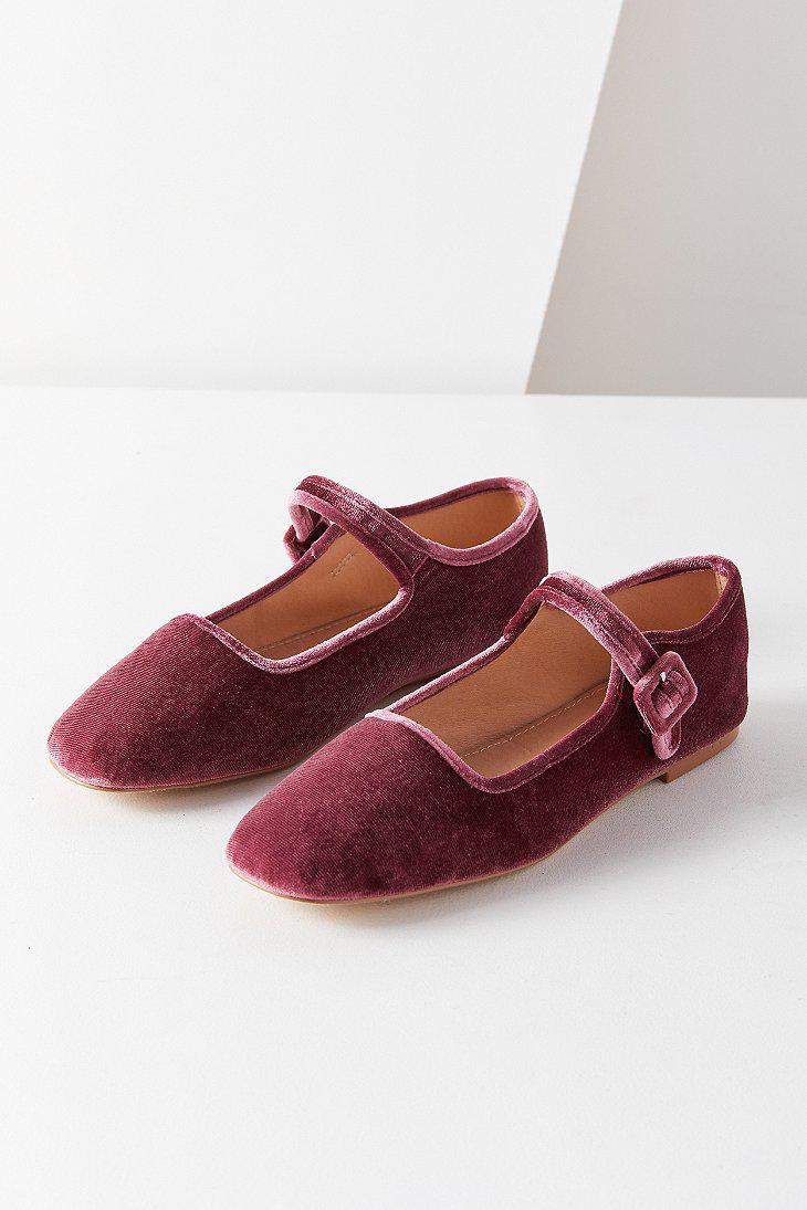 Urban Outfitters Uo Velvet Mary Jane Flat in Rose (Blue) | Lyst