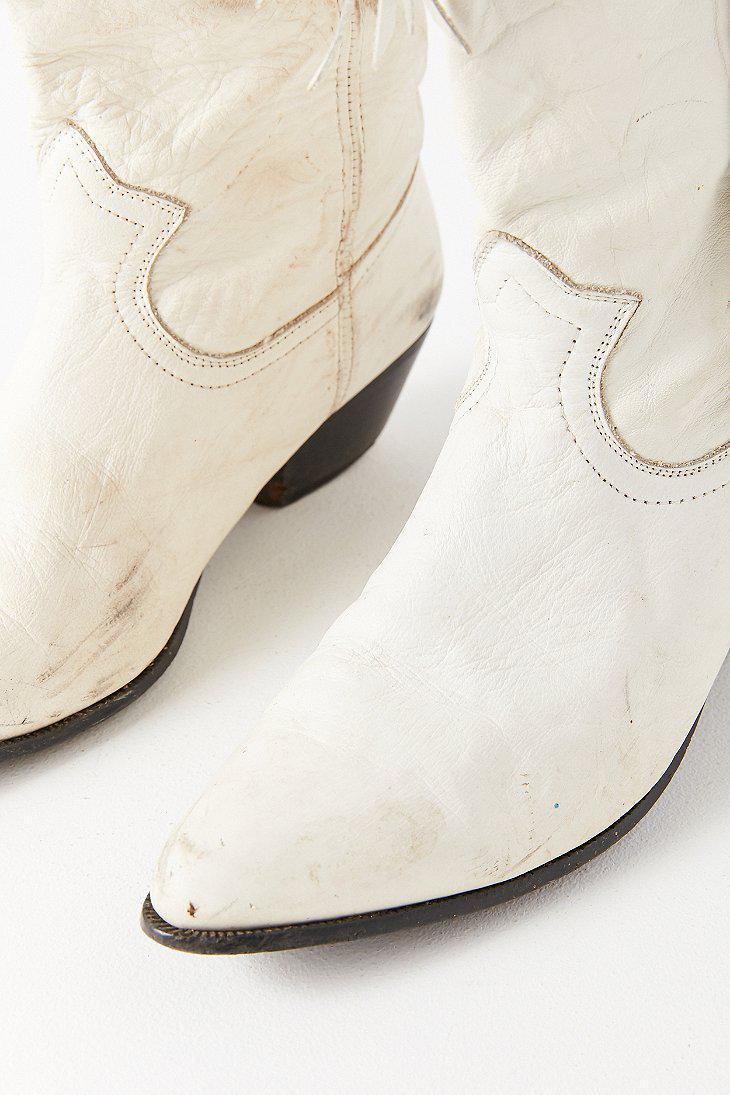Vintage White Fringe Cowboy Boot 