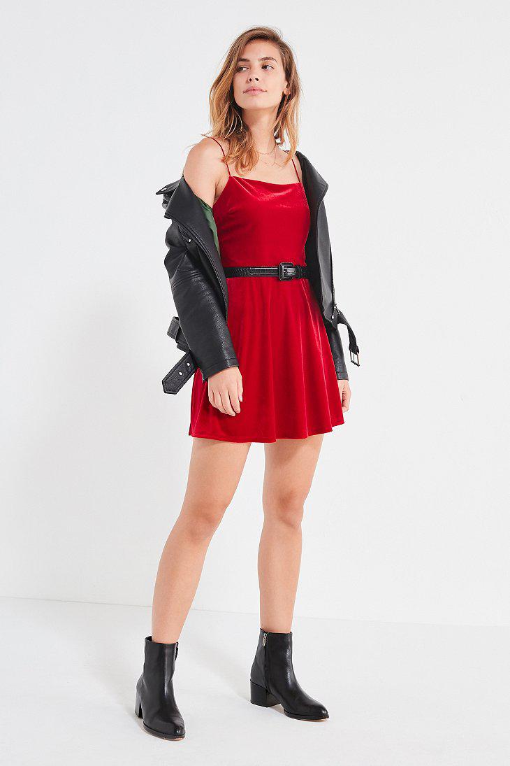 urban outfitters red velvet dress