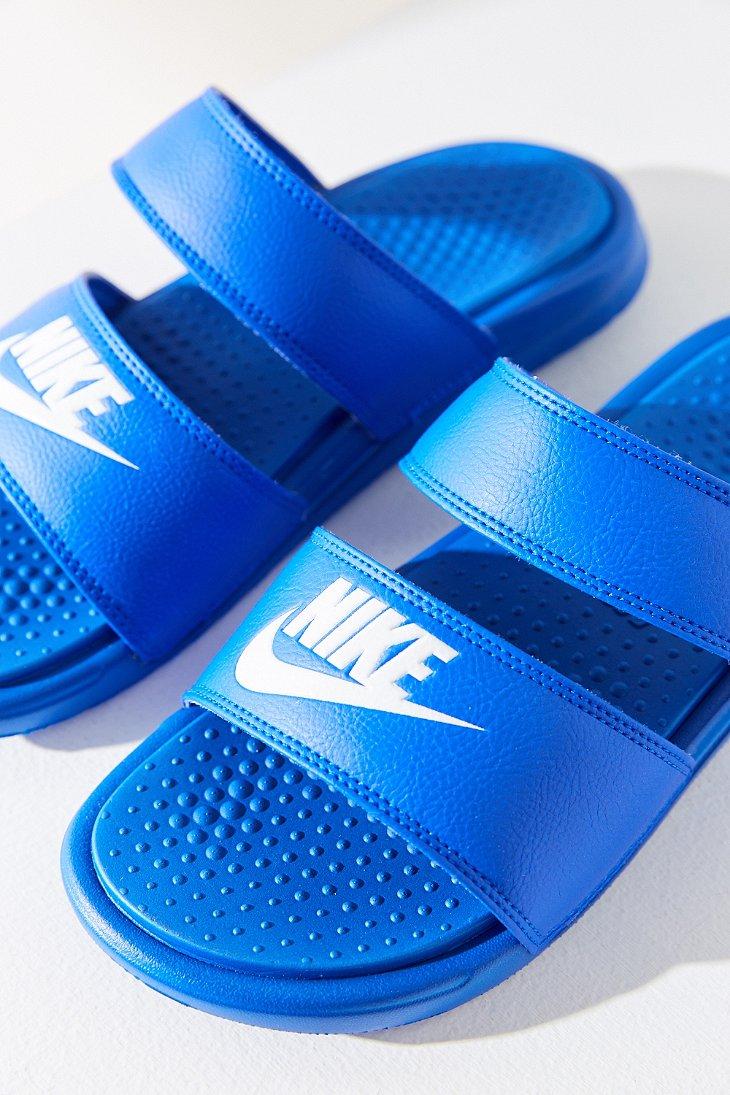 Nike Leather Benassi Duo Ultra Slide in Blue | Lyst