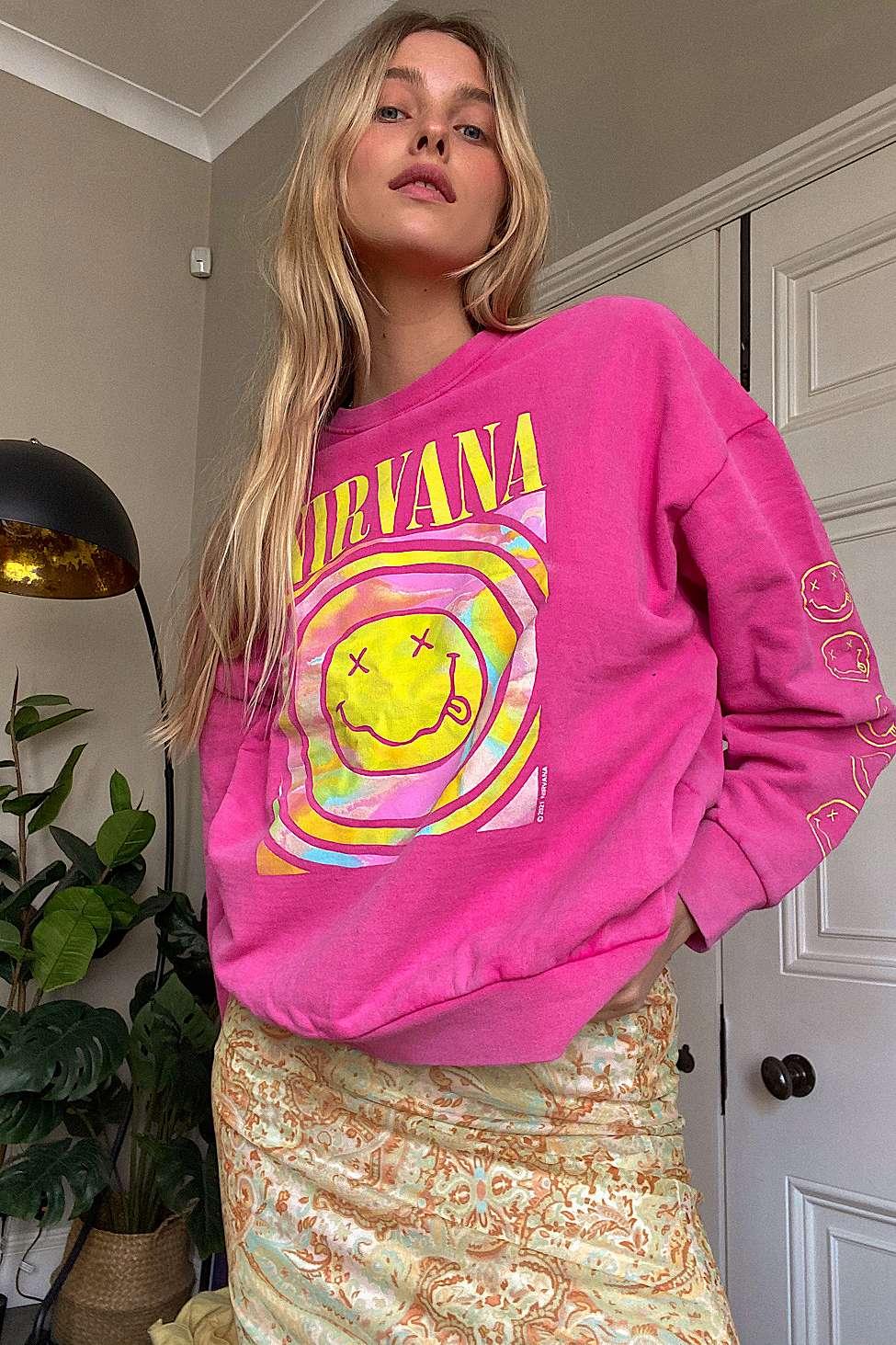 Urban Outfitters Uo Pink Nirvana Sweatshirt | Lyst UK