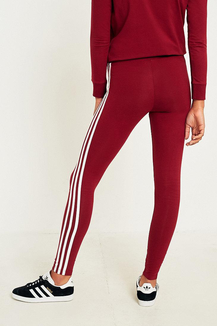 adidas Cotton 3 Stripes Burgundy Womens 