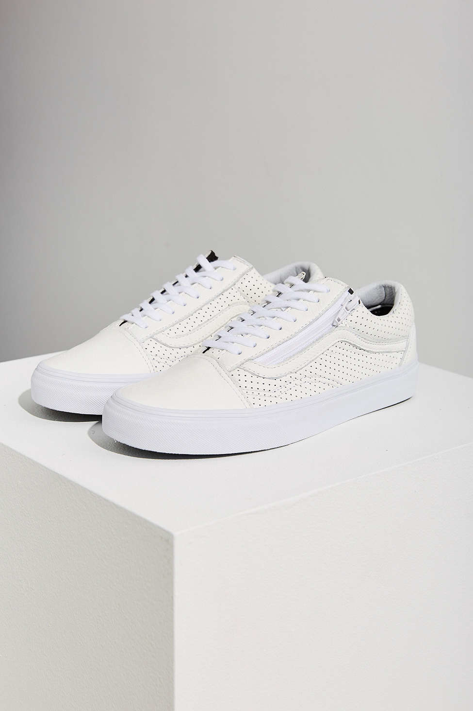 vans old skool zip perforated leather trainer