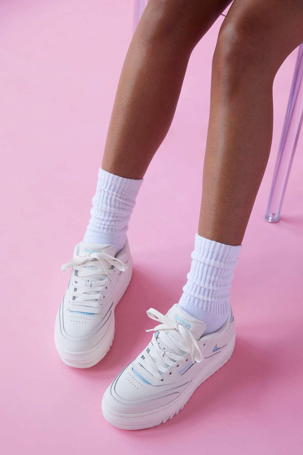 Reebok Club C Extra Sneakers in Chalk with Baby Blue detail-White