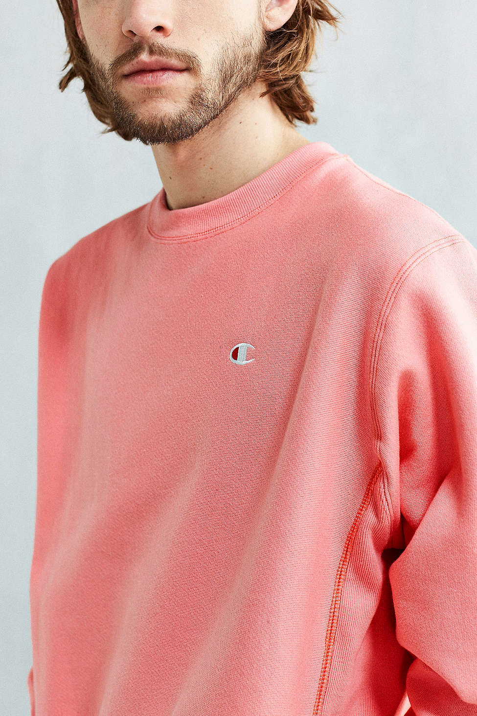 Champion Reverse Crew-neck Sweatshirt Pink for Men | Lyst