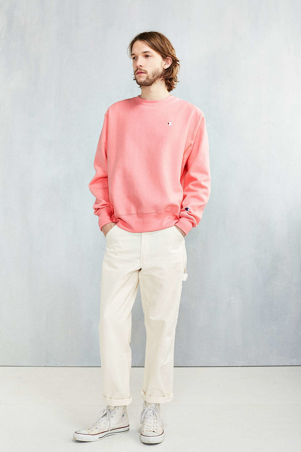 Champion x uo blush pink crew neck sweatshirt deals