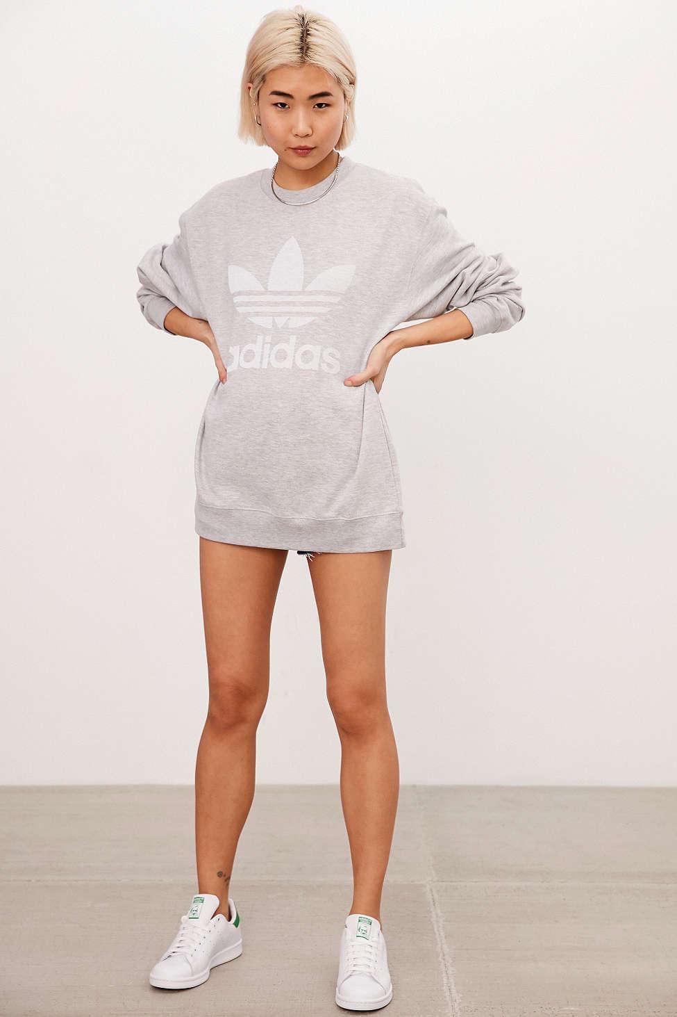 Lyst - Adidas Originals Originals Double Logo Crew Neck Sweatshirt in Gray
