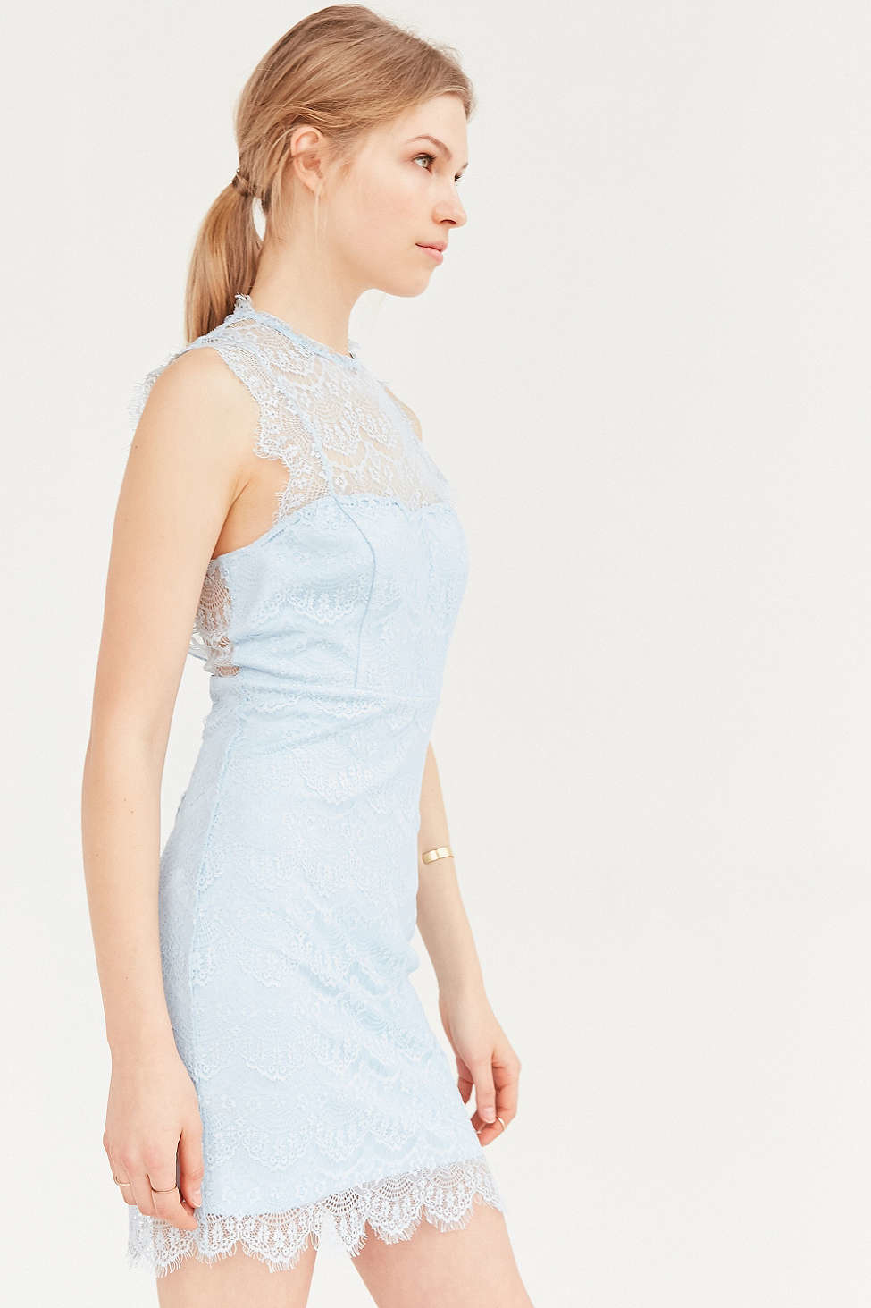 Bardot Braxton Lace Mini Dress in Lake | REVOLVE