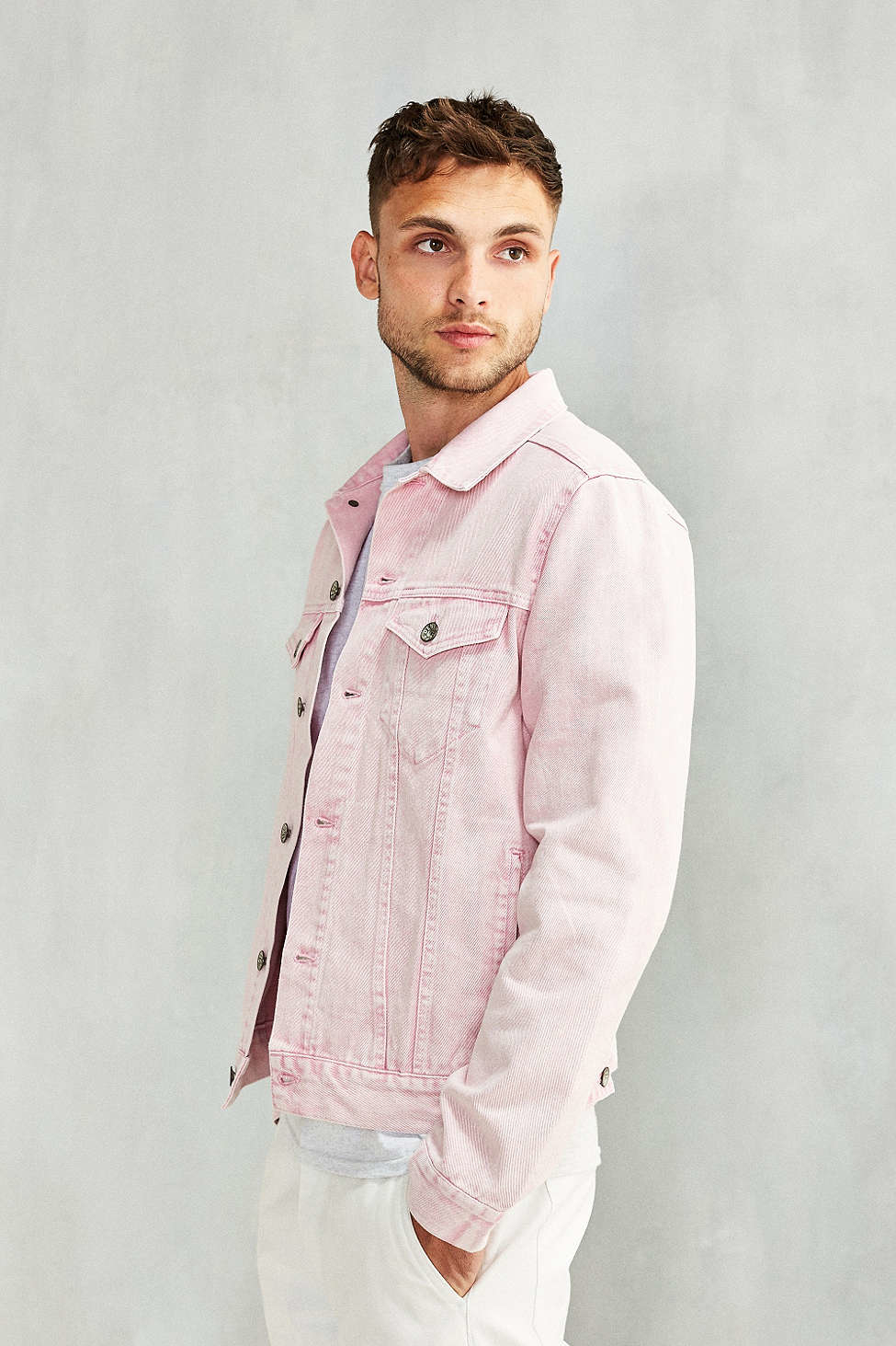 light pink denim jacket mens
