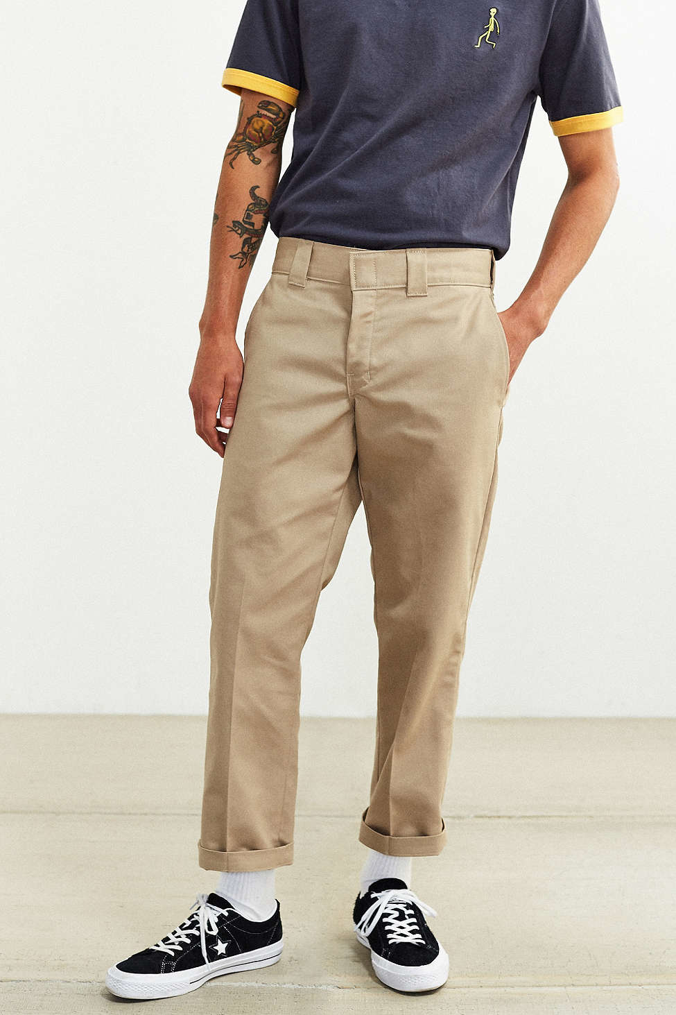 Dickies X Uo Cropped Slim Tapered Pant in Natural for Men | Lyst