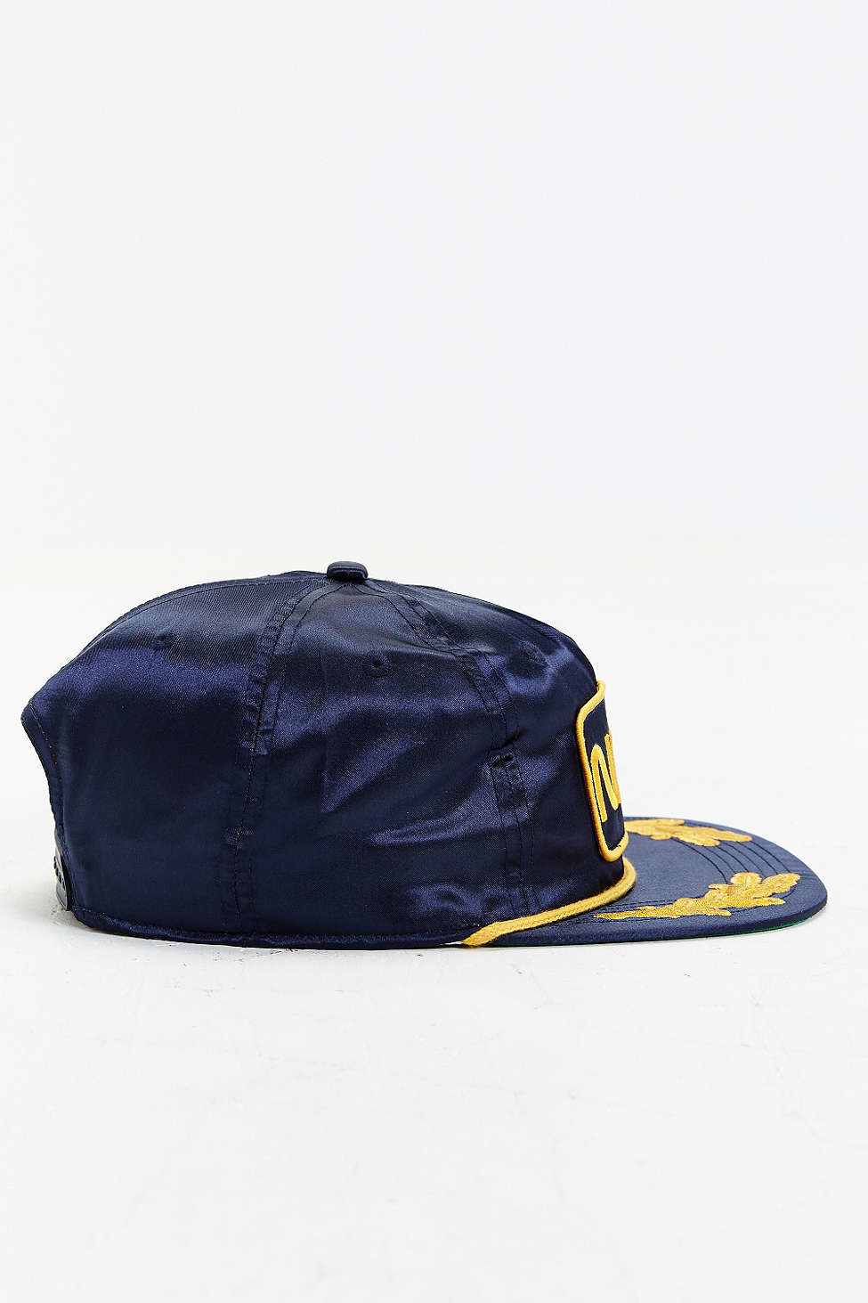 Satin Nasa Snapback Hat in Navy 