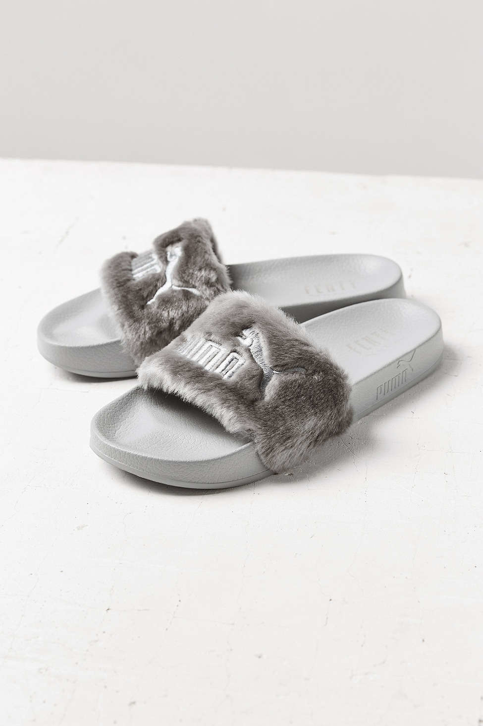 puma fur slides grey