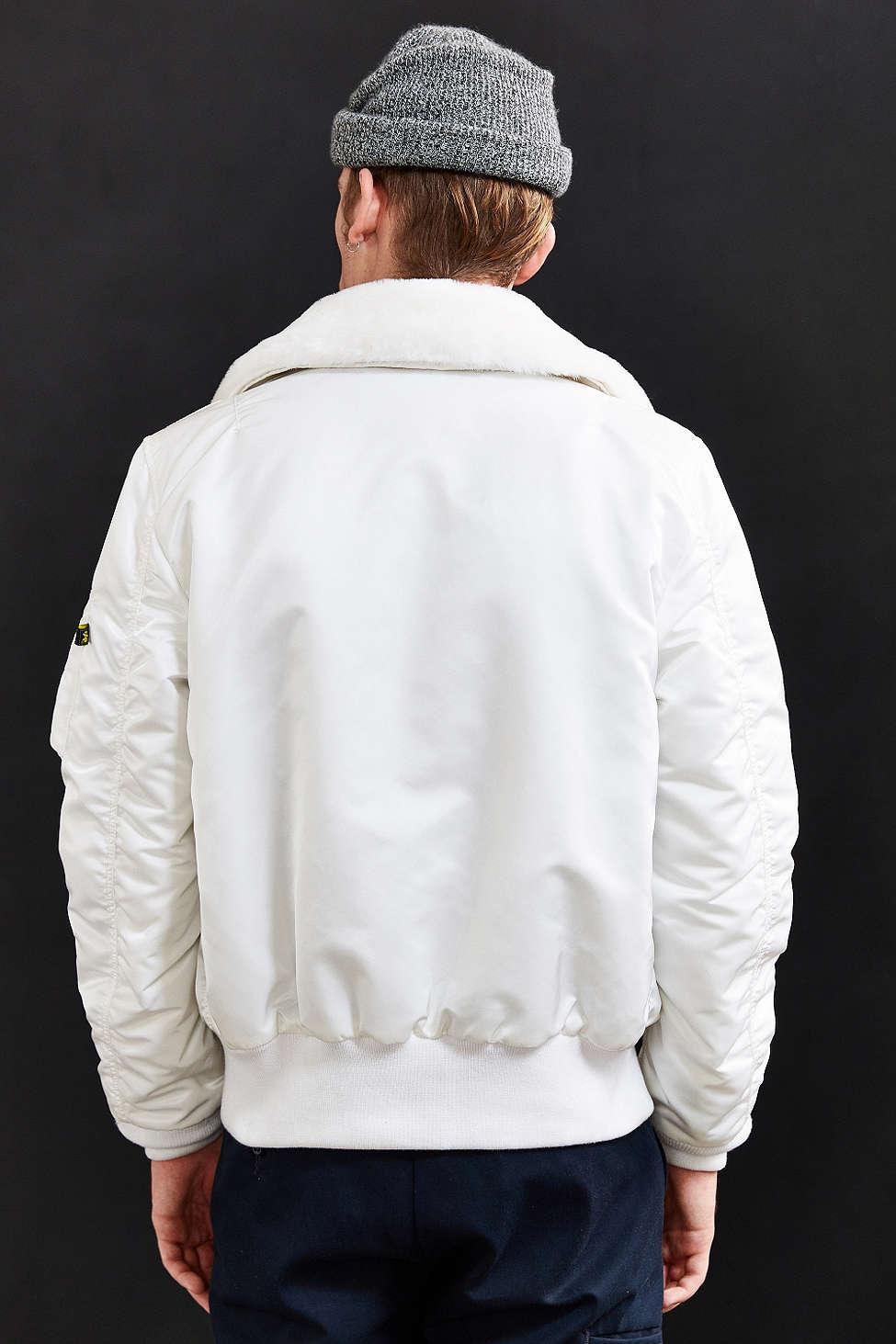 Alpha Industries B-15 Slim Fit Bomber Jacket in White for Men | Lyst