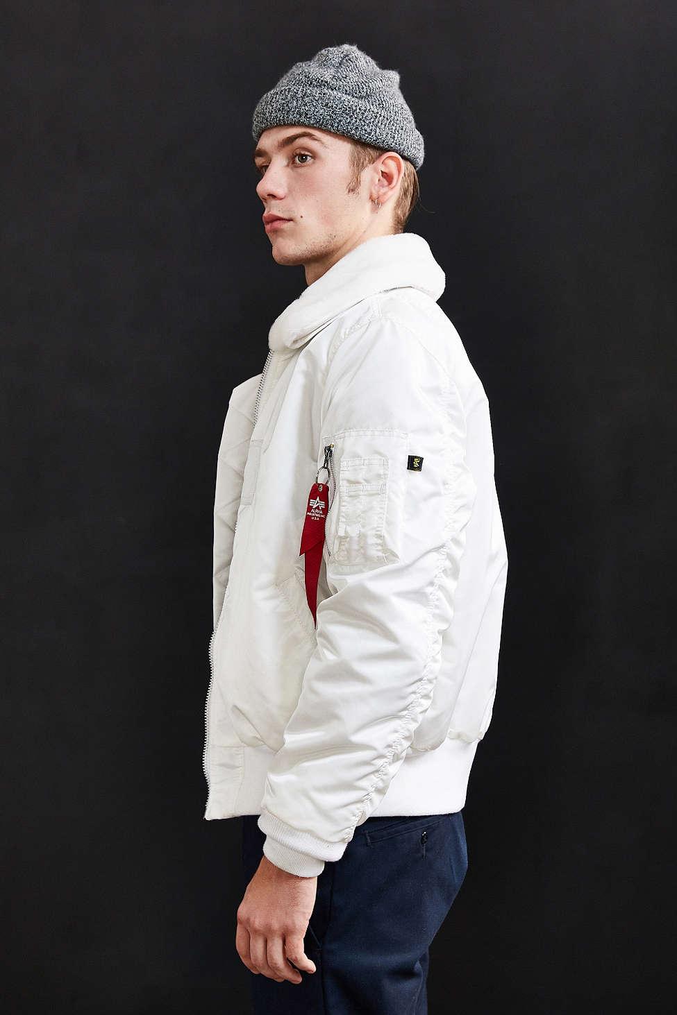 Alpha Industries B-15 Slim Fit Bomber Jacket in White for Men | Lyst