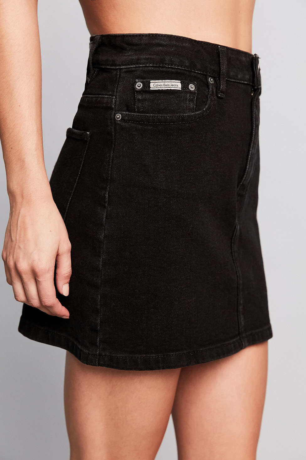 calvin klein black denim skirt