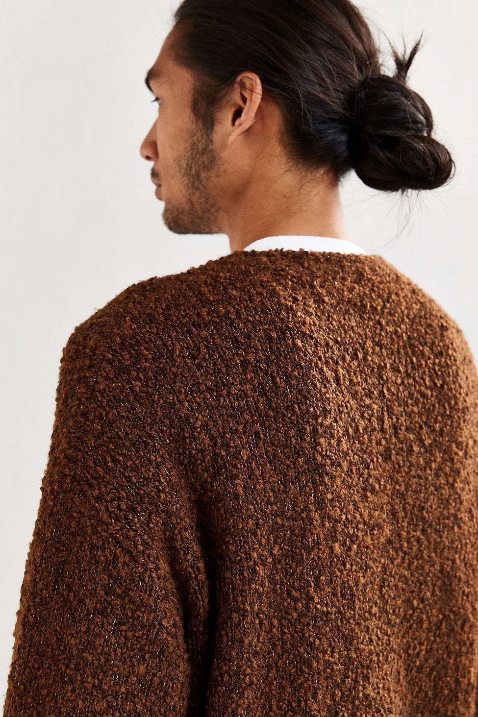 Urban Outfitters Uo Grandpa Boucle Cardigan in Brown for Men | Lyst
