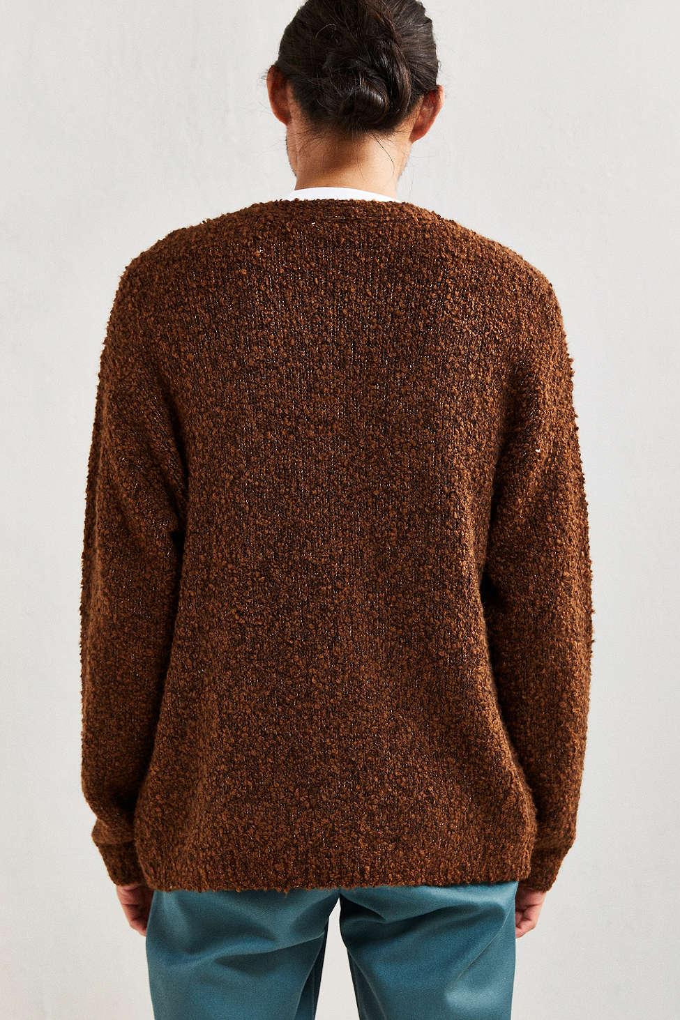 Urban Outfitters Cotton Uo Grandpa Boucle Cardigan in Brown for Men - Lyst