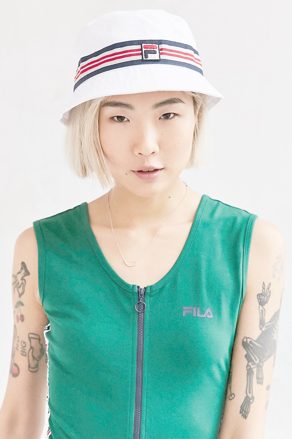 Fila Cotton Casper Bucket Hat in White 