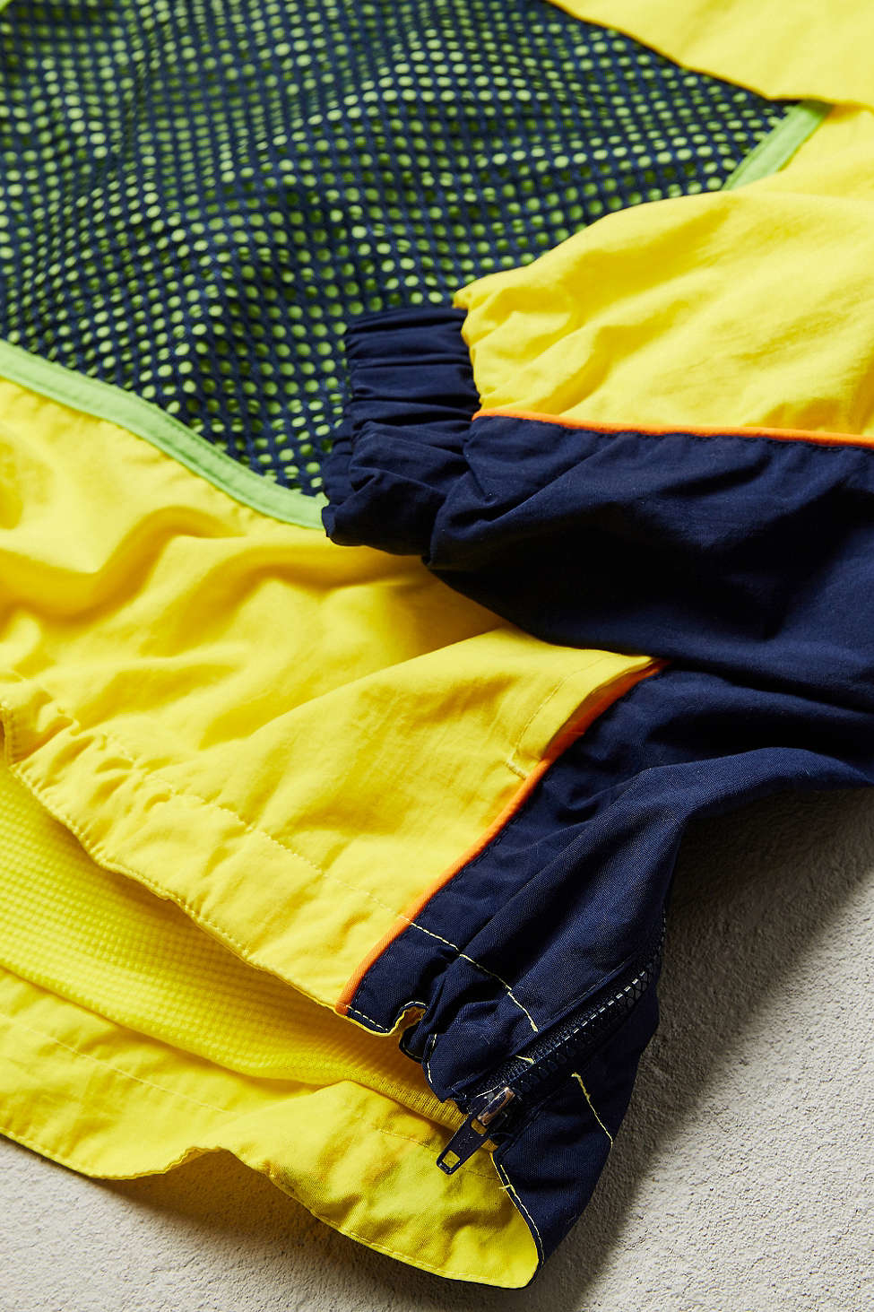 Yellow Pullover Patchwork Block Color Windbreaker Jacket