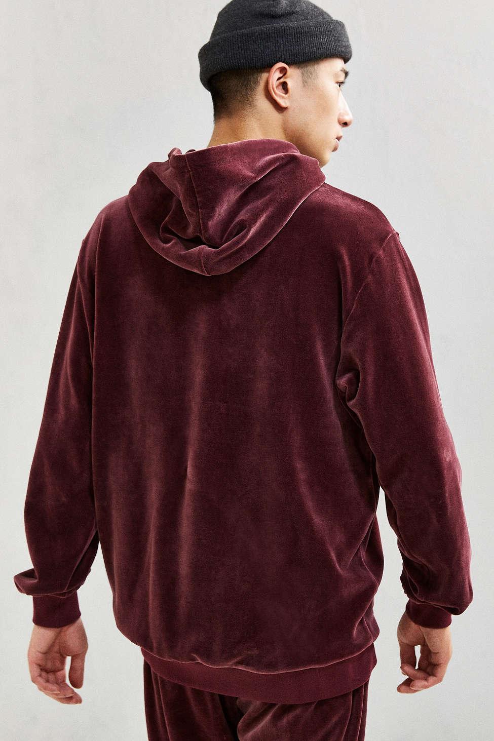 adidas originals maroon velour crewneck sweatshirt