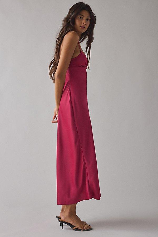 black floor length halter dress Rinna Satin Halter Maxi Dress / Black | MESHKI