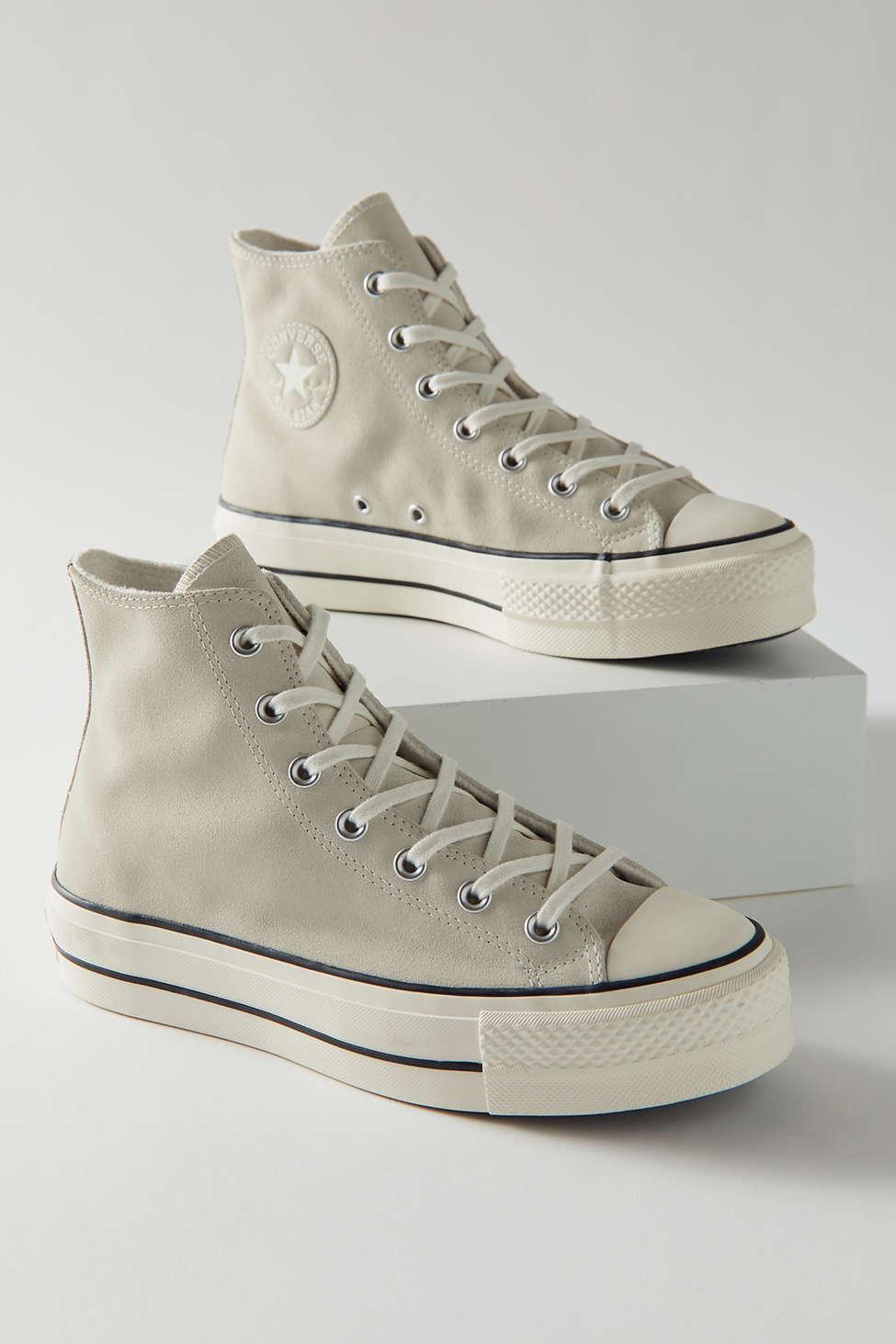 Converse Chuck All Star Suede Platform High Top Sneaker in White | Lyst